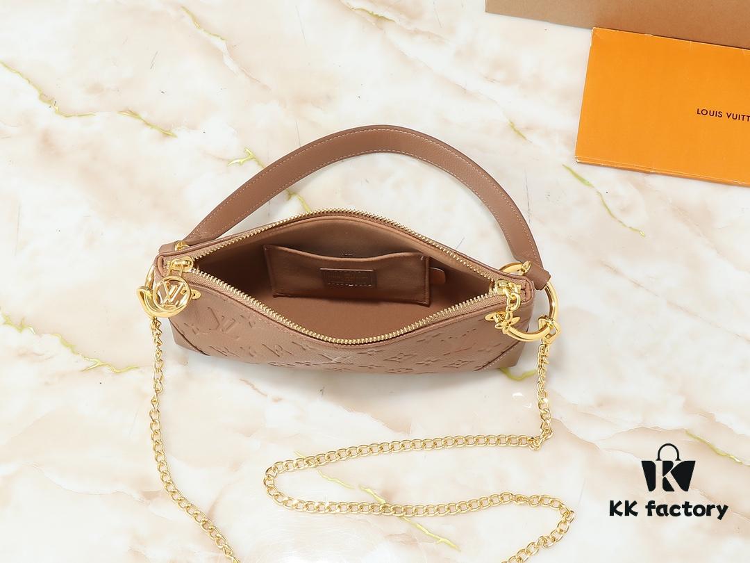 Upgraded Original 🔥Chain Strap🔥 M12174 Pochette Sèvres from LV Ski Collection, Ready to Shine in 'Glittering' Gun-Metallic Tone