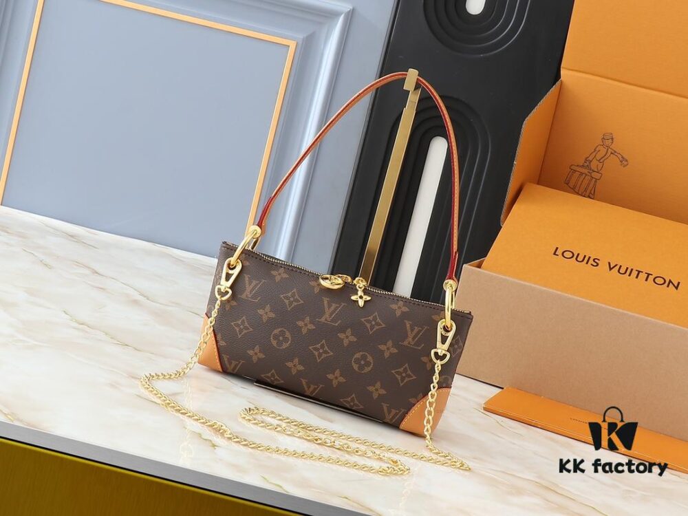 Upgraded Original 🔥Chain Strap🔥 M12174 Pochette Sèvres from LV Ski Collection, Ready to Shine in 'Glittering' Gunmetal Tone