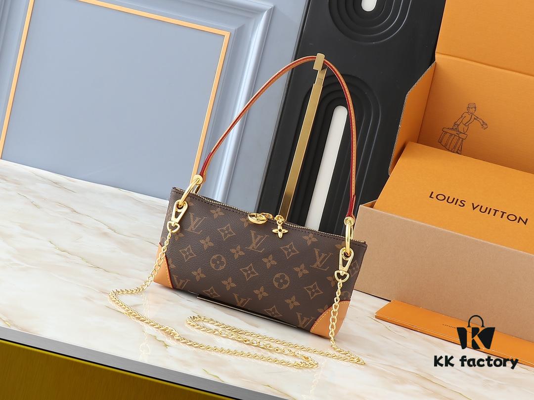 Upgraded Original 🔥Chain Strap🔥 M12174 Pochette Sèvres from LV Ski Collection, Ready to Shine in 'Glittering' Gunmetal Tone