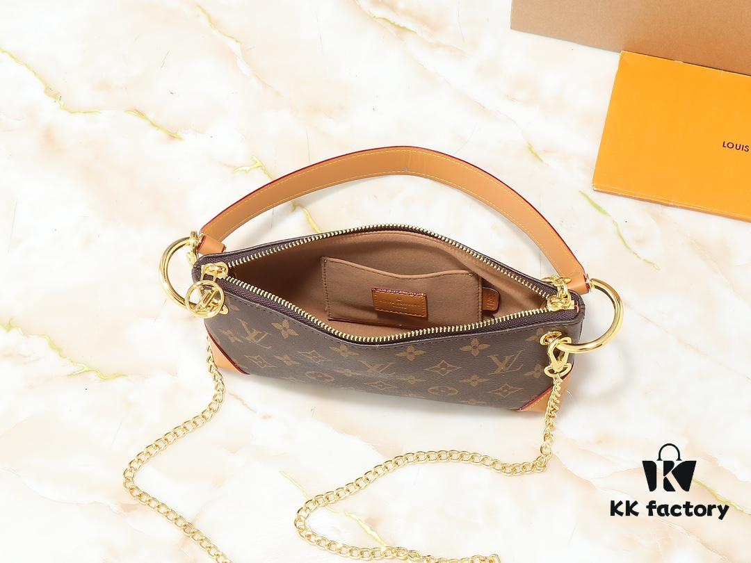 Upgraded Original 🔥Chain Strap🔥 M12174 Pochette Sèvres from LV Ski Collection, Ready to Shine in 'Glittering' Gunmetal Tone