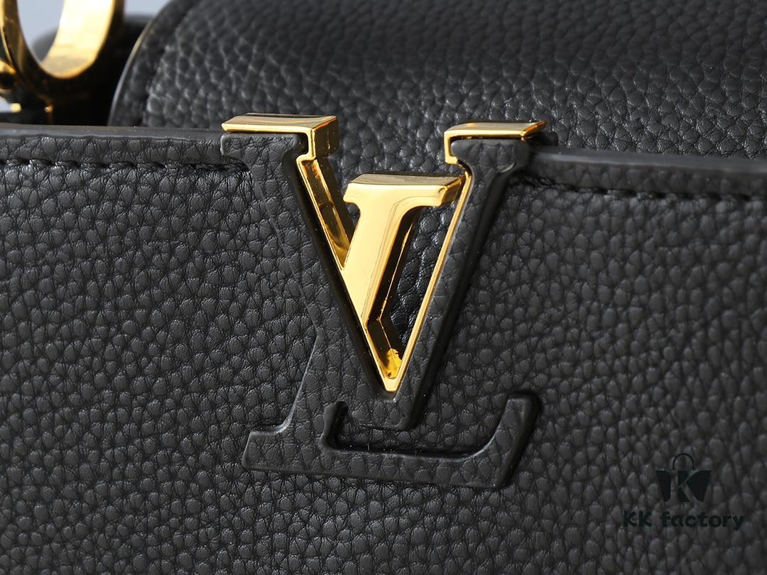 Upgraded Original M24728 M24736 M25087 M24655 M24656 M24733 M24729 M25090 M12785 M24727 M24745 This Mini Capucines Bag is crafted from refined Taurillon leather, accentuated by lustrous handle rings and the iconic LV lettering that highlights its compact silhouette. Featuring a detachable shoulder strap for versatile styling as a shoulder or crossbody bag. Dimensions: 21.0 x 13.6 x 8.0 cm (L x H x W)