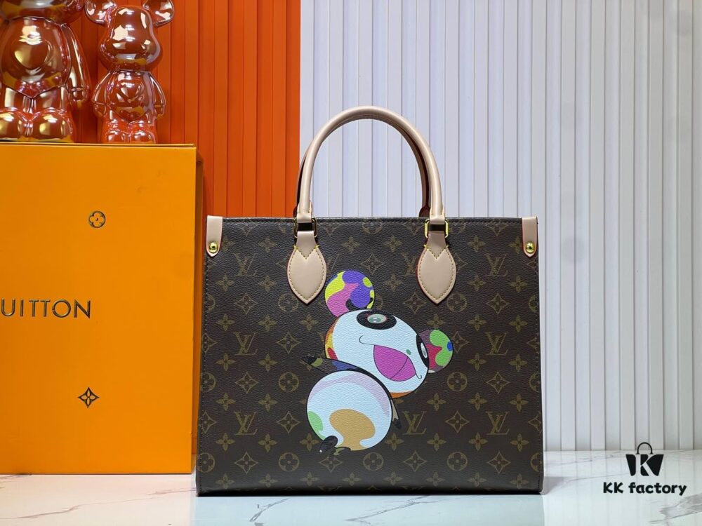 M45039 M13668!🔥Lv & Murakami 🐼 Panda Print OnTheGo New Version Legendary ONTHEGO Tote Bag