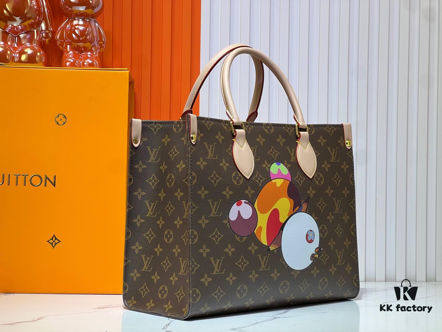 M45039 M13668!🔥Lv & Murakami 🐼 Panda Print OnTheGo New Version Legendary ONTHEGO Tote Bag