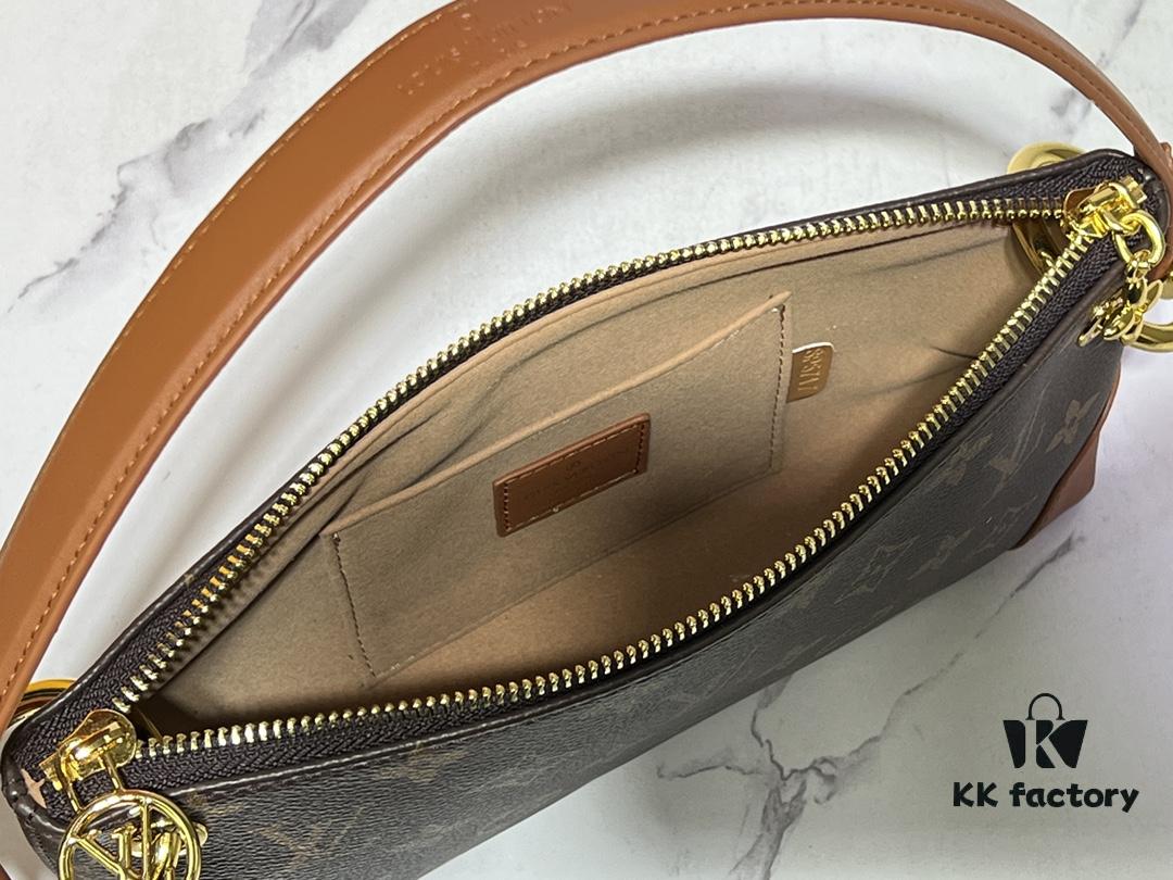 Upgraded Original M12174 This Pochette Sèvres Belongs to the LV Ski Collection, Ready to Shine in a 'Sparkling' Gunmetal Tone