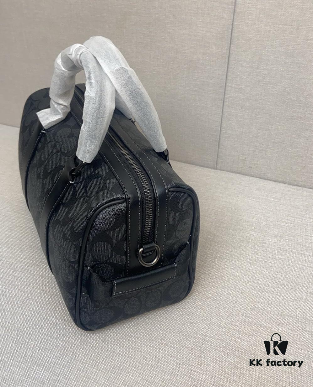 New September Arrival CT840 Unisex Classic Logo Canvas Texture Gotham 24-inch Travel Bag – LV24 Alternative Pillow Bag, Couples Style Compatible, Coated Canvas with Cow Leather Trim