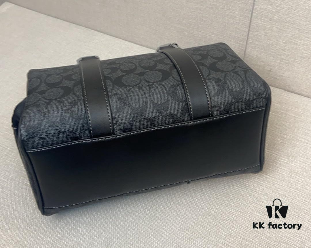 New September Arrival CT840 Unisex Classic Logo Canvas Texture Gotham 24-inch Travel Bag – LV24 Alternative Pillow Bag, Couples Style Compatible, Coated Canvas with Cow Leather Trim