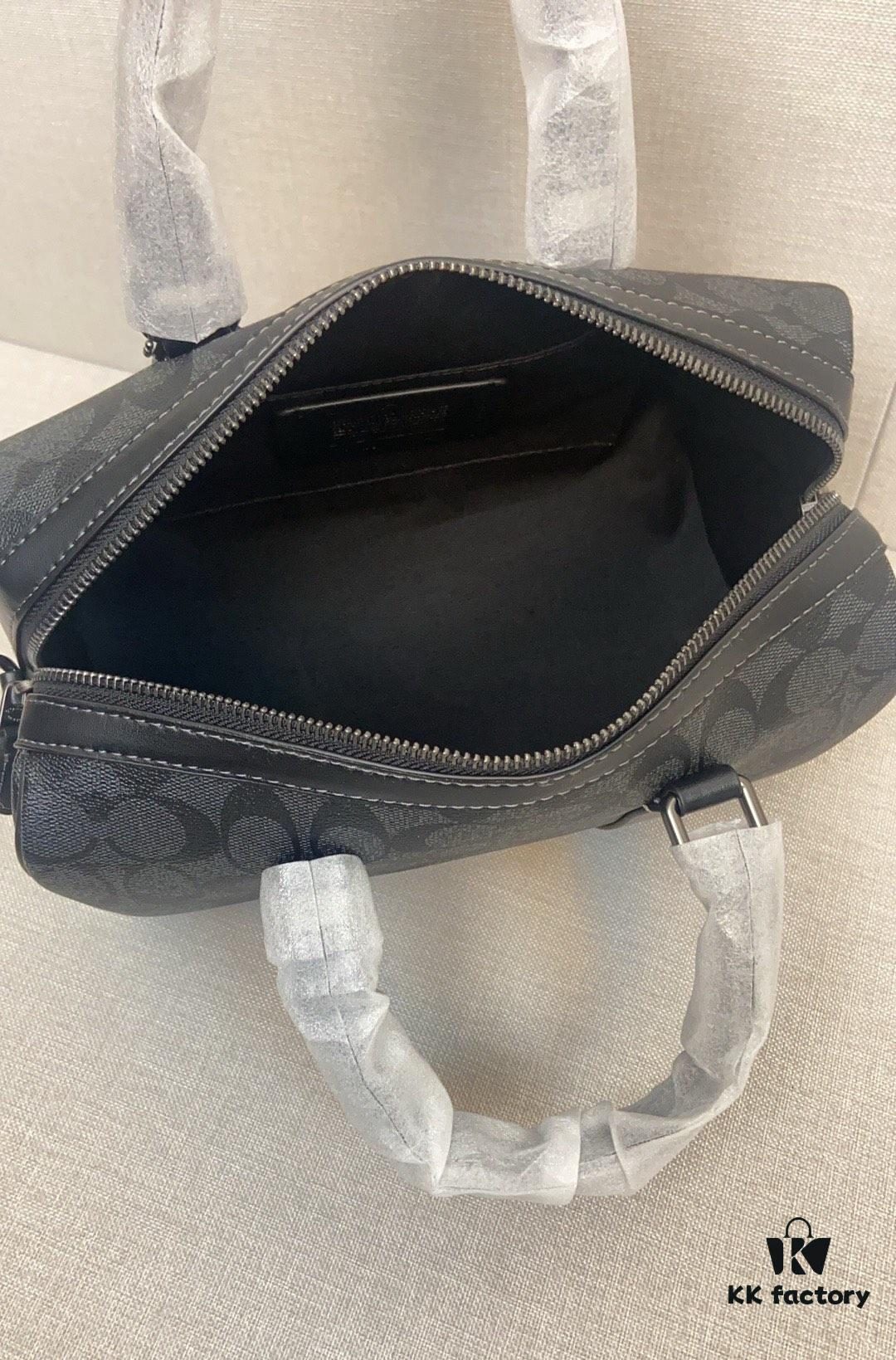 New September Arrival CT840 Unisex Classic Logo Canvas Texture Gotham 24-inch Travel Bag – LV24 Alternative Pillow Bag, Couples Style Compatible, Coated Canvas with Cow Leather Trim