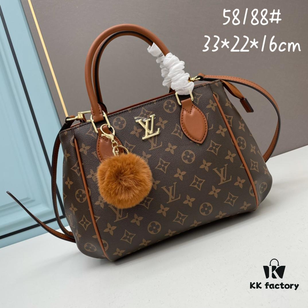 New LV Monogram Leather Handheld Shoulder Crossbody Bag, Model 58188, with Long Strap, 2022 New Fashion Women's Bag, Large Capacity