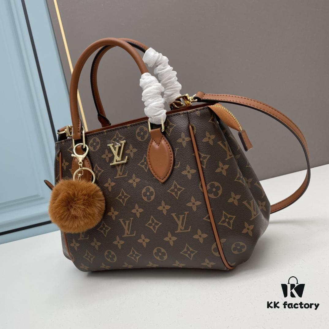 New LV Monogram Leather Handheld Shoulder Crossbody Bag Model 58188, Long Strap Included, 2022 New Fashion Women's Bag with Large Capacity