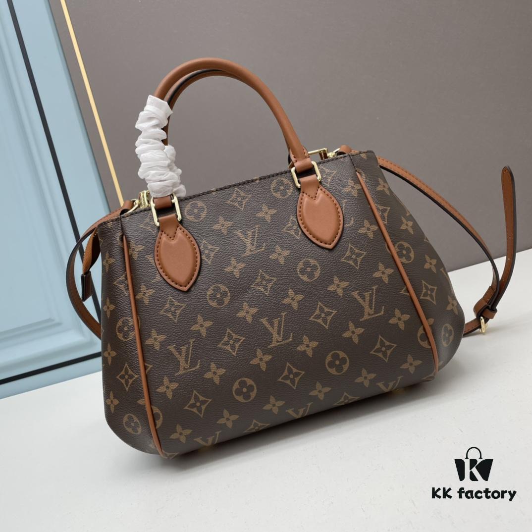 New LV Monogram Leather Handheld Shoulder Crossbody Bag Model 58188, Long Strap Included, 2022 New Fashion Women's Bag with Large Capacity
