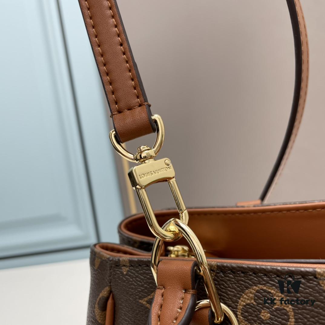 New LV Monogram Leather Handheld Shoulder Crossbody Bag Model 58188, Long Strap Included, 2022 New Fashion Women's Bag with Large Capacity