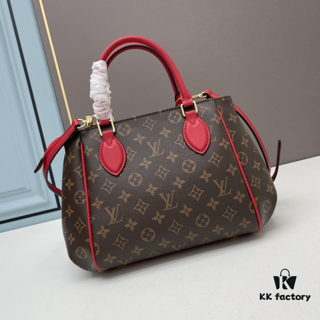 New LV Monogram Leather Handheld, Shoulder and Crossbody Bag Model 58188 with Long Strap, 2022 New Fashion Women's Bag, Monogram Genuine Leather Shoulder Strap, Large Capacity [Strong], Size 33-22-16cm