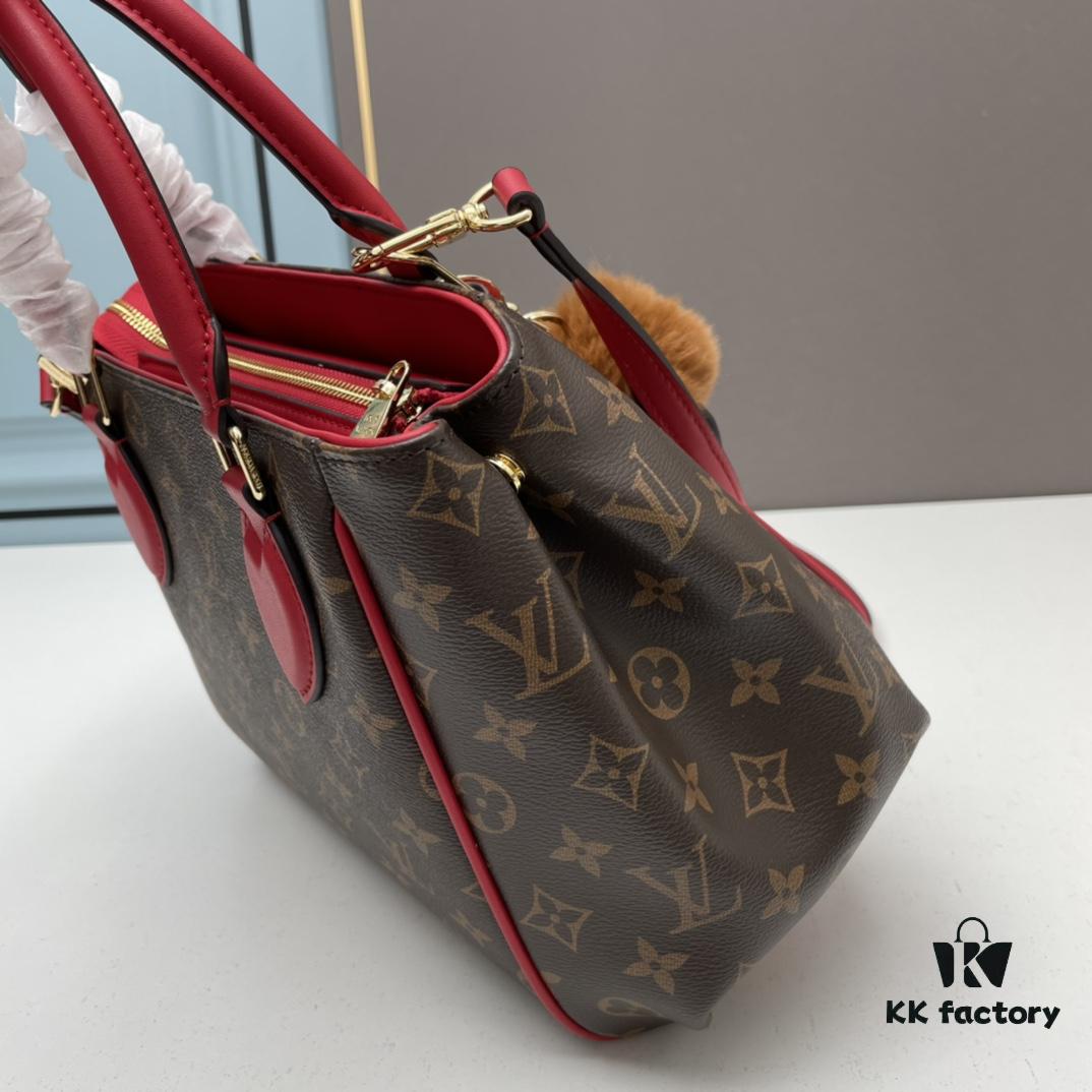 New LV Monogram Leather Handheld, Shoulder and Crossbody Bag Model 58188 with Long Strap, 2022 New Fashion Women's Bag, Monogram Genuine Leather Shoulder Strap, Large Capacity [Strong], Size 33-22-16cm