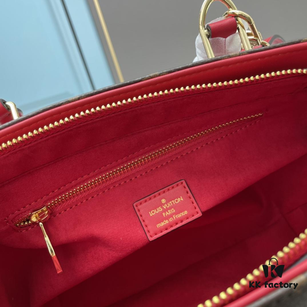 New LV Monogram Leather Handheld, Shoulder and Crossbody Bag Model 58188 with Long Strap, 2022 New Fashion Women's Bag, Monogram Genuine Leather Shoulder Strap, Large Capacity [Strong], Size 33-22-16cm