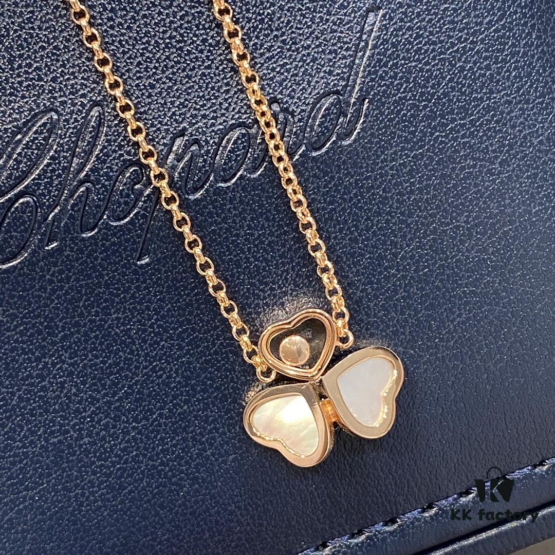 Chopard Happy Hearts Wings Series Pendant Necklace with Movable Diamond and Mother-of-Pearl Hearts