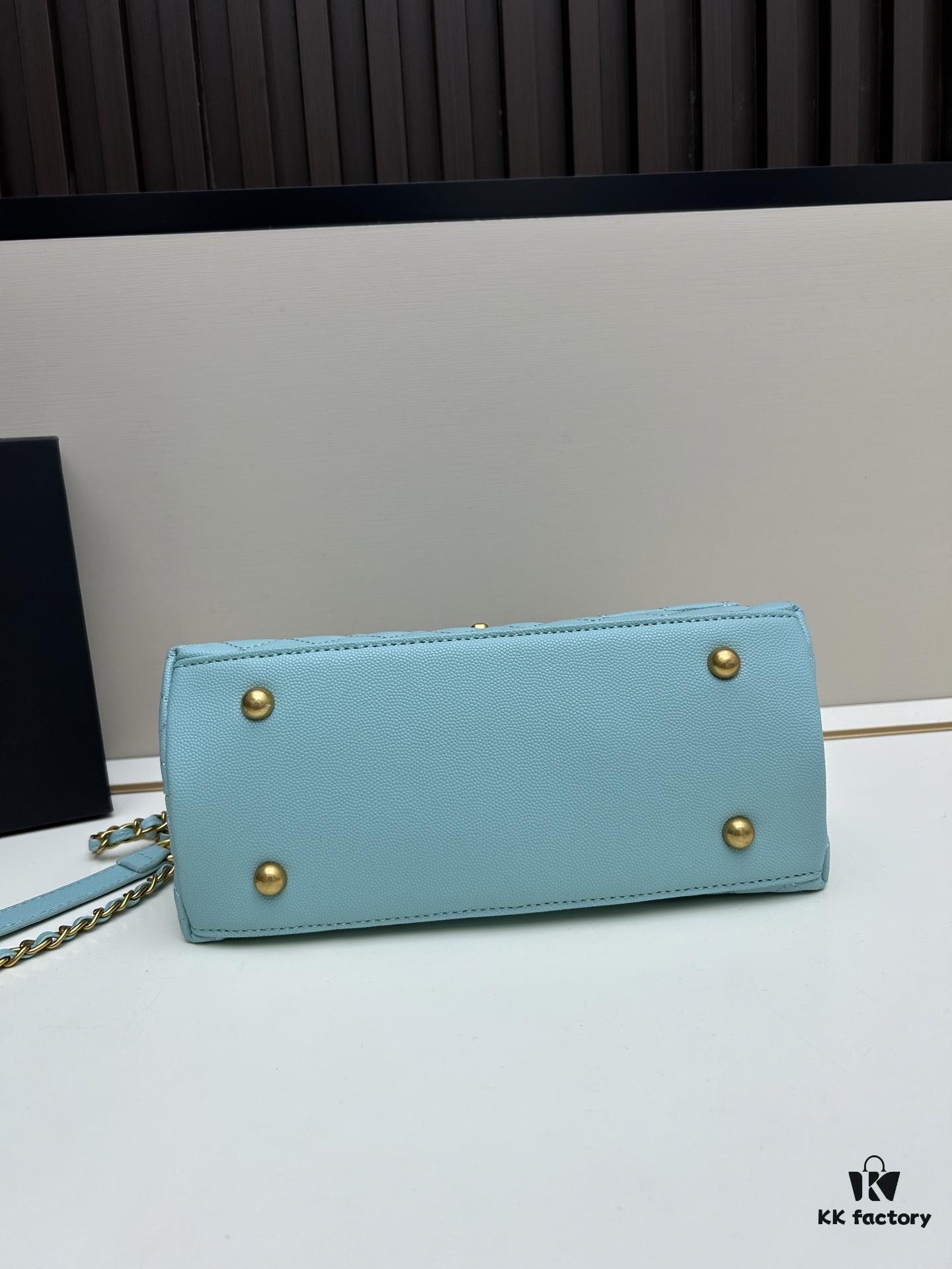 Chanel Coco Handle Bag with Box, Black Calfskin with Gold Hardware and Red Handle