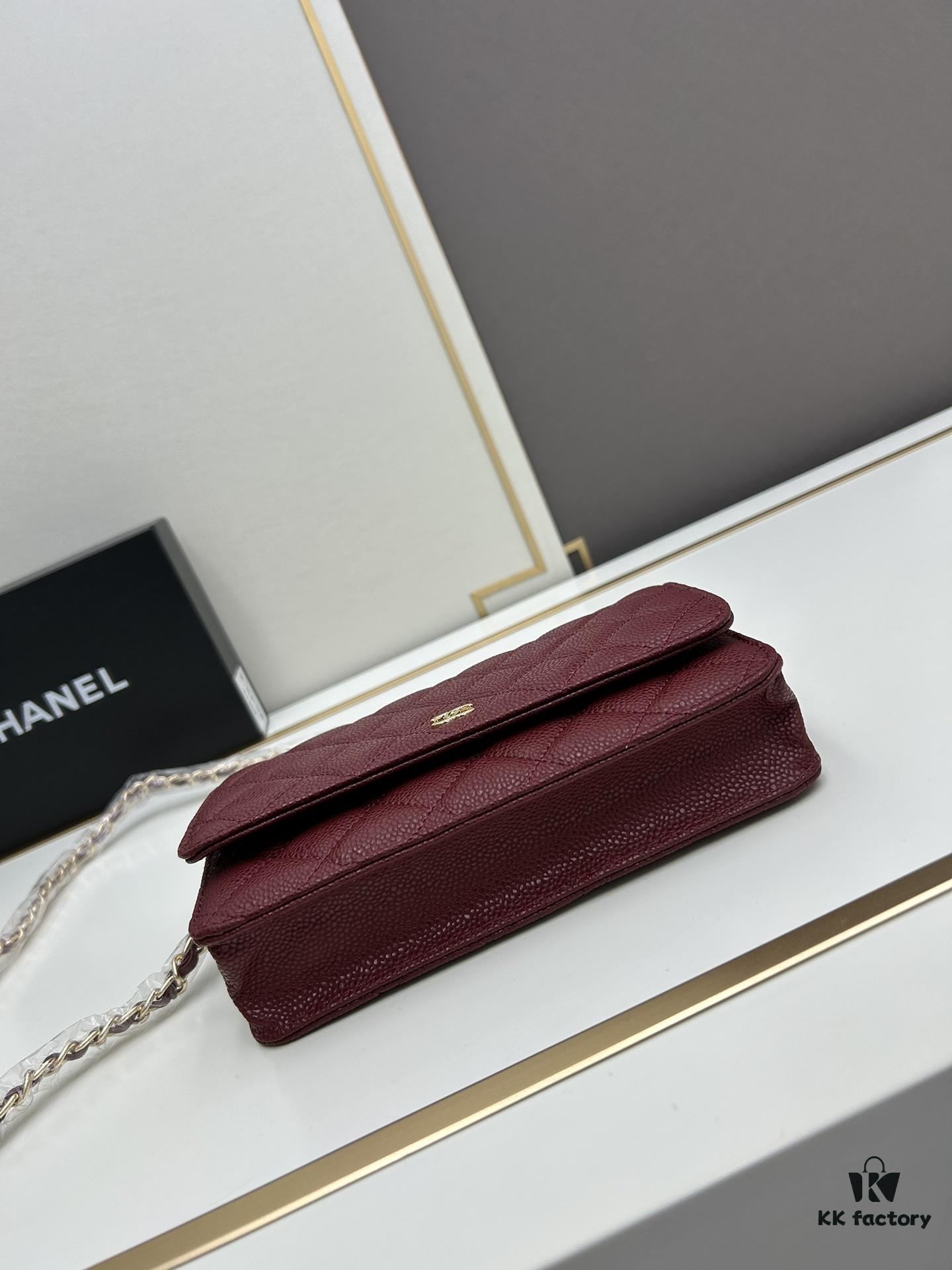 Chanel WOC Classic Fortune Bag with Box (33814 Ball Texture) - Can Be Worn Crossbody or Shoulder, Chain Stows Inside for Clutch Use