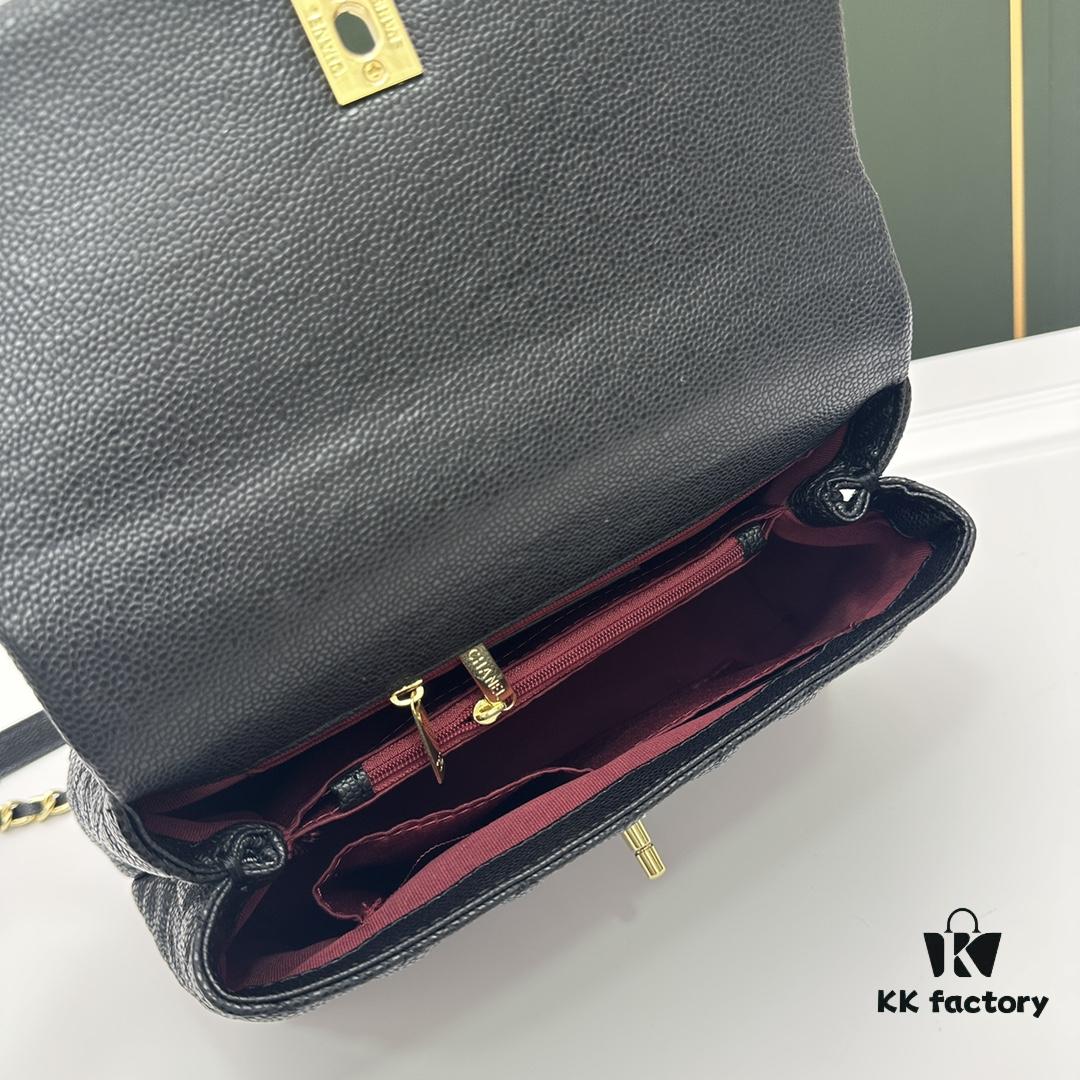 Calfskin Leather Handbag with Lizard Texture, Exclusive Hardware Design, Chanel Style, Dual Carry Tote & Shoulder Bag