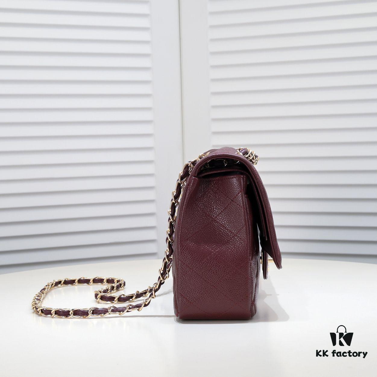 Burgundy Red Chanel Classic Century Bag, Exquisite Craftsmanship with Imported Caviar Calfskin and Authentic Hardware, Quilted Design, Soft Shape, Size: 30X18X8cm, Model No. 1113