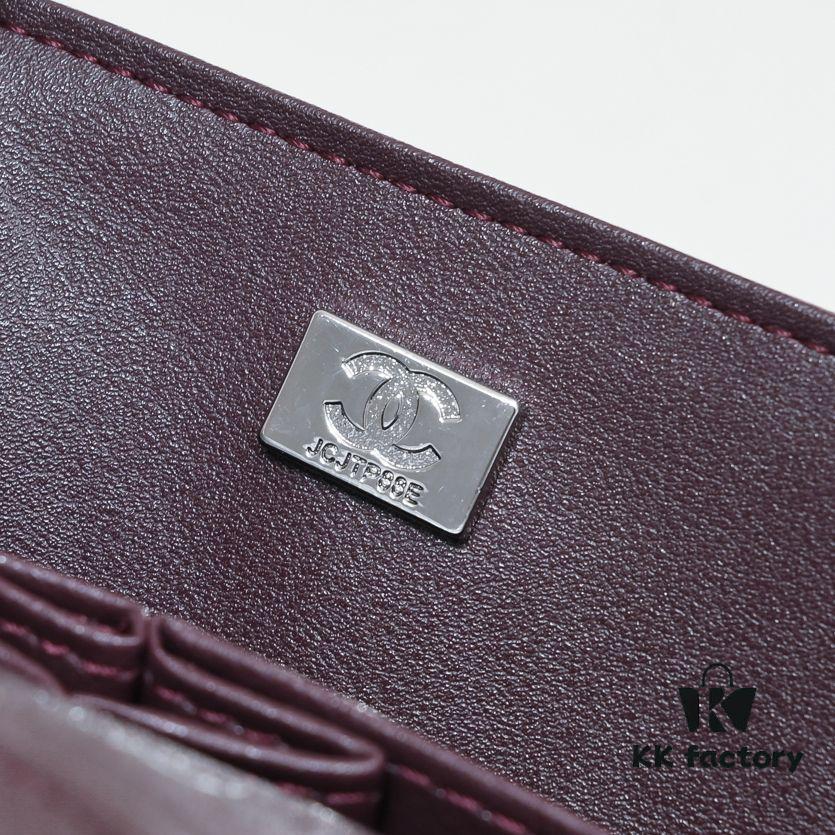 Burgundy Red Chanel Classic Lambskin Crossbody Bag with Original Hardware