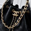 Upgraded Chanel 25C Style Hobo Bag in Quilted Calfskin - Vintage Hip Bag, Small Bucket Tote with Retro Gold-Tone Buckle Drawstring, Diamond Quilting, Classic Chain Design