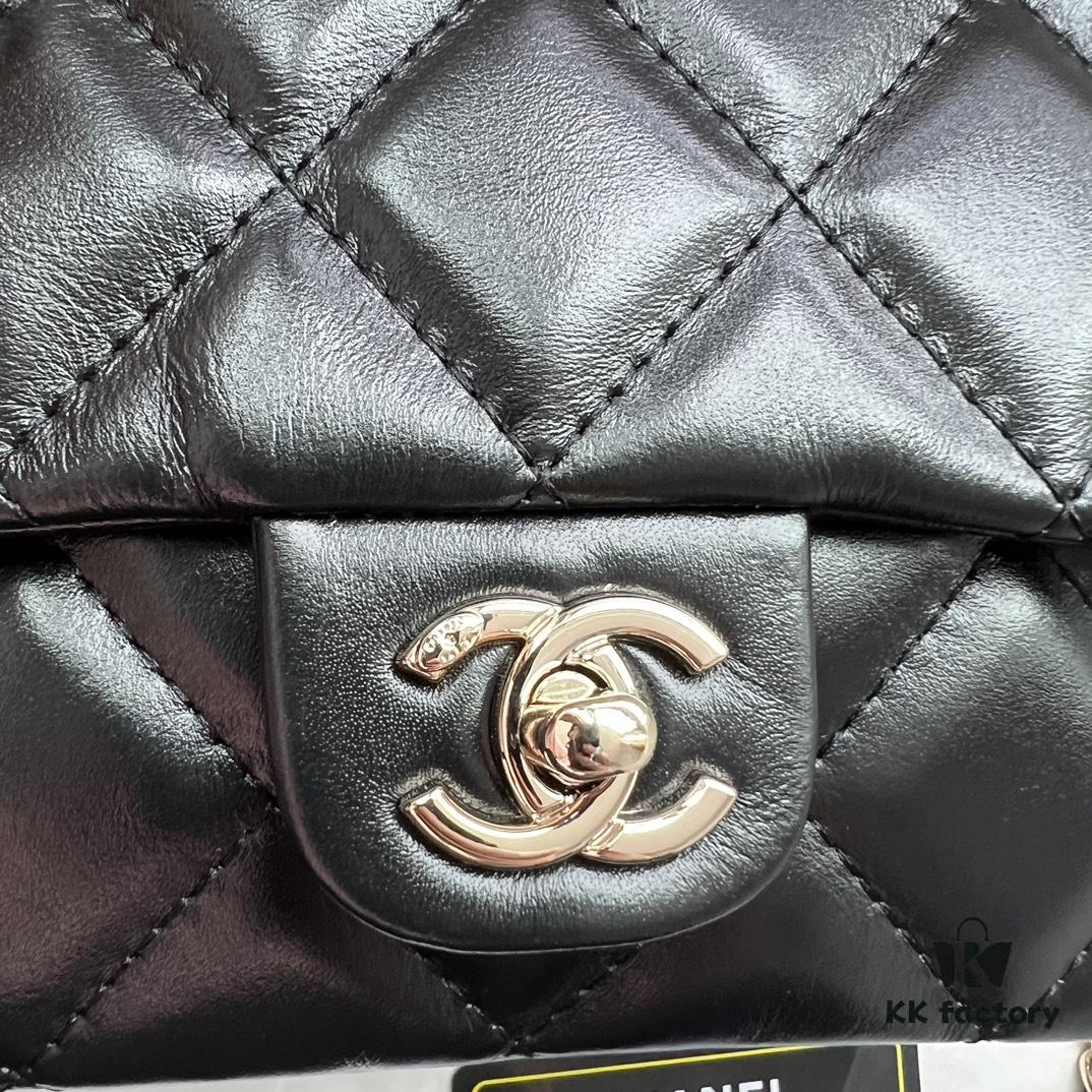 Chanel 24B New Collection WOC. Top-Grade Oil-Waxed Leather with Braided Metal Chain Handle