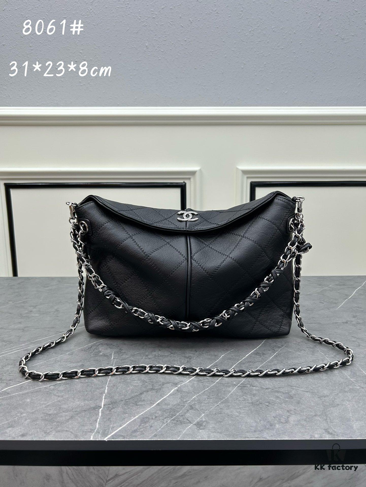 Chanel Vintage Black and Silver Shoulder Tote