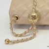 Large Beige Chanel CF Mini Metal Flap Bag - Bestseller with Decorative Gold Ball on Chain