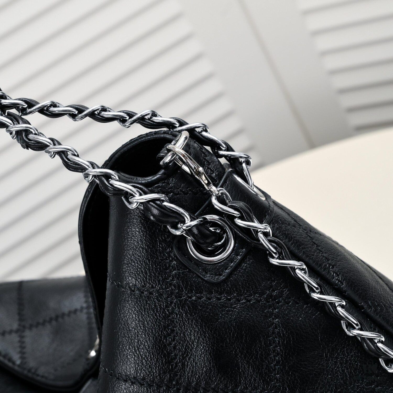 Vintage Chanel Black and Silver Shoulder Tote