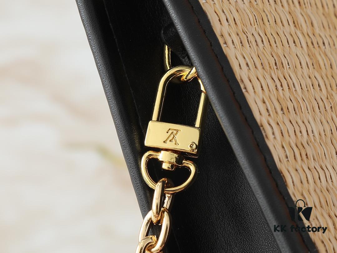 Upgraded Original M81366 Black and Caramel Cosmetic Pouch with Chain