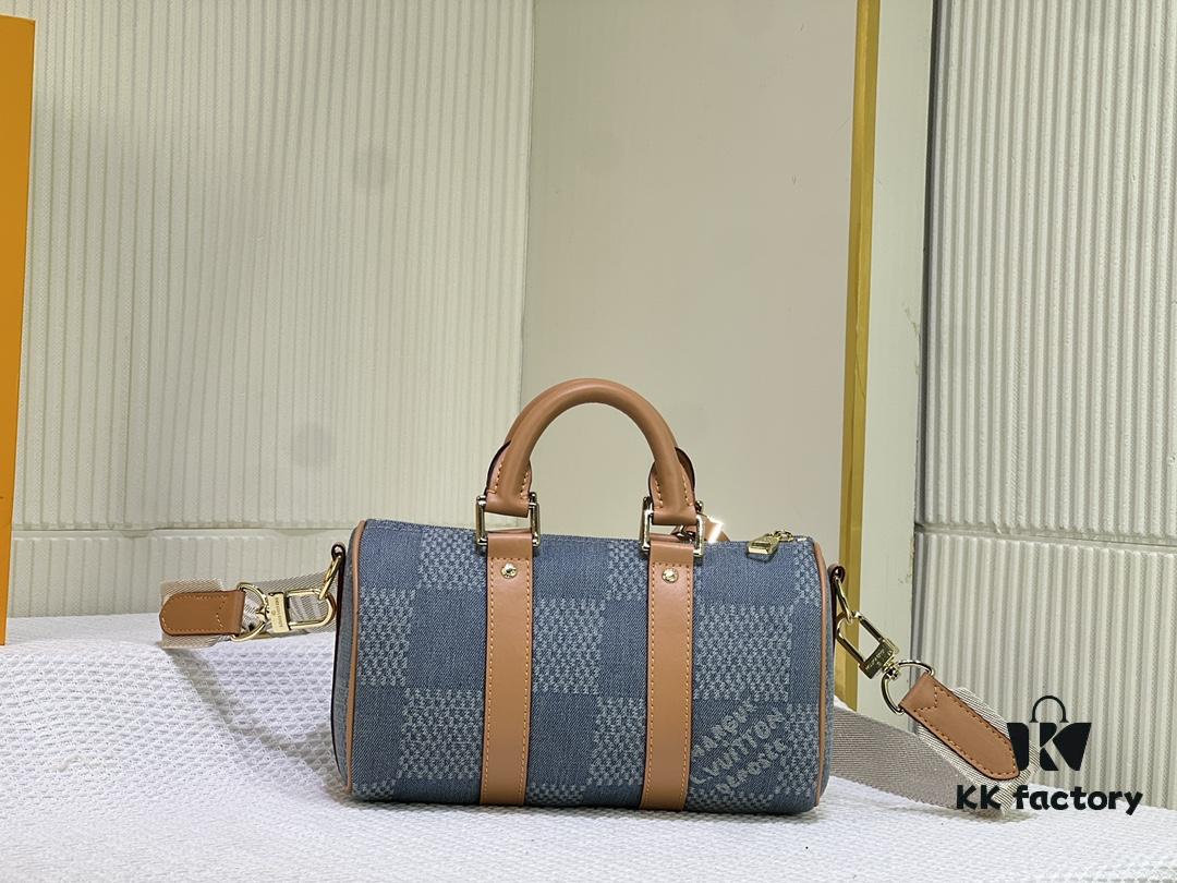M46271 M22762 Checkered Denim Keepall 25 Bag