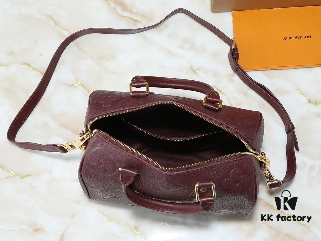 Upgraded Original M46736 M59273 M58947 M21464 M59609 Speedy Bandoulière 25 Handbag Reimagined in the 2021 Fall Wild at Heart Capsule Collection, Featuring Oversized LV Embossing on Monogram Empreinte Leather, with Detachable Strap for Crossbody Wear