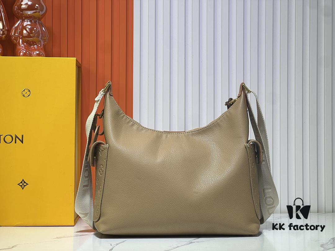 Upgraded Original M12697 Full Leather Khaki Monogram Bag, Floral Material, Classic Canvas with Wide Adjustable Strap