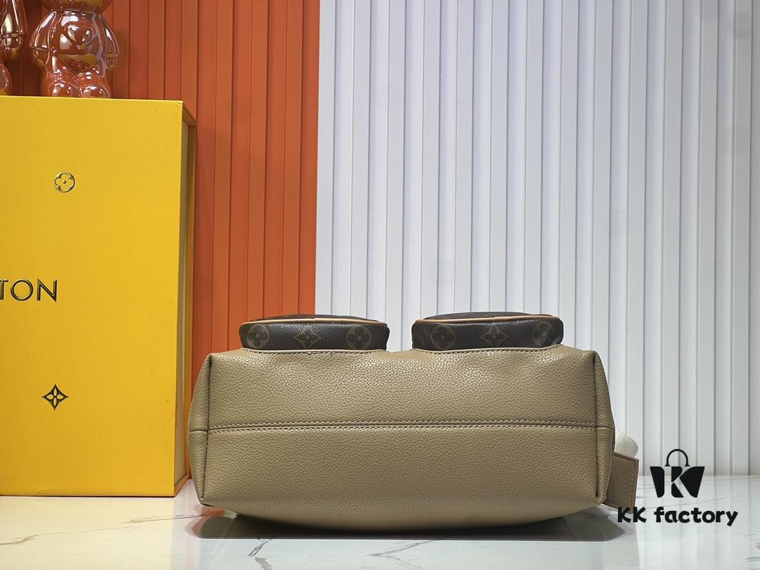 Upgraded Original M12697 Full Leather Khaki Monogram Bag, Floral Material, Classic Canvas with Wide Adjustable Strap