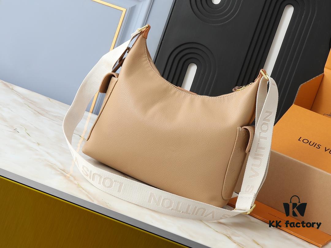 Upgraded Original M12697 Full Leather Khaki Monogram Bag, Floral Material, Classic Canvas with Wide Strap, Magnetic Double Pockets on Both Sides, Adjustable Wide Strap with Monogram Canvas, Infusing Practical Functionality into Avant-garde Design