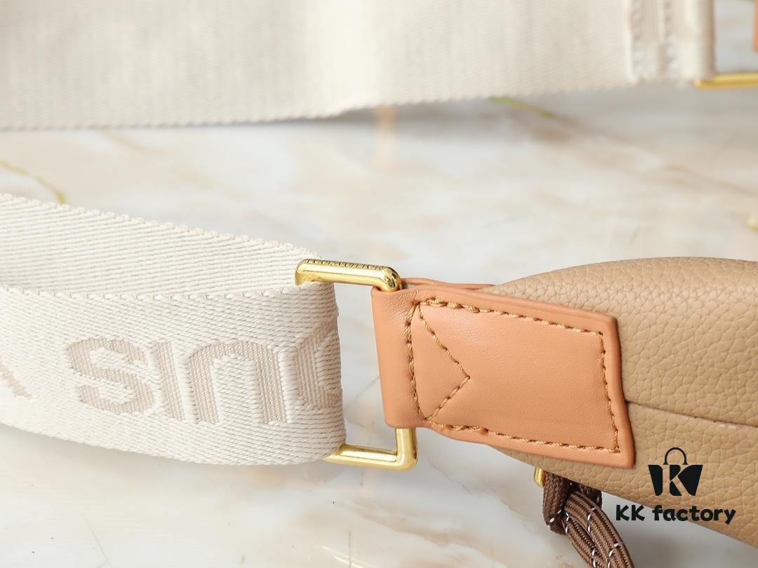 Upgraded Original M12697 Full Leather Khaki Monogram Bag, Floral Material, Classic Canvas with Wide Strap, Magnetic Double Pockets on Both Sides, Adjustable Wide Strap with Monogram Canvas, Infusing Practical Functionality into Avant-garde Design