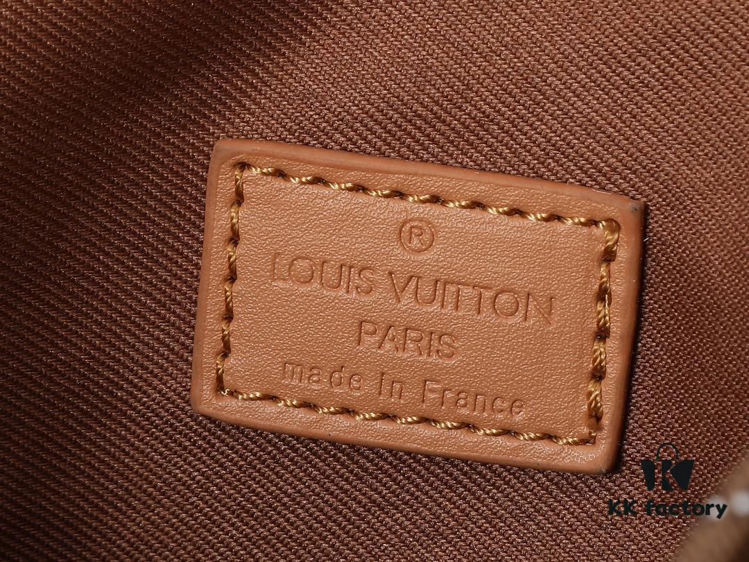 Upgraded Original M12697 Full Leather Khaki Monogram Bag, Floral Material, Classic Canvas with Wide Strap, Magnetic Double Pockets on Both Sides, Adjustable Wide Strap with Monogram Canvas, Infusing Practical Functionality into Avant-garde Design