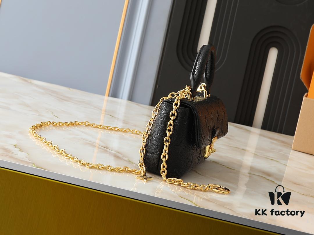 Upgraded Original M12145 White M12144 Black M12211 Blue This Nano Madeleine Bag Features a Miniature Version of the Madeleine Bag Crafted in Monogram Empreinte Leather with a Classic S-Lock Clasp and a Detachable Chain Accented with the LV Circle Logo Ideal for Carrying Daily Essentials and Can Be Handheld Worn on the Shoulder or Crossbody Dimensions: 12.5 x 6 x 21 cm (Height x Width x Length)