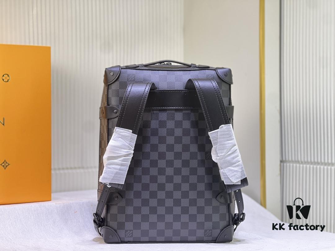 Upgraded Version Vintage Trunk Bag 44752, Old Flower, Black Flower, Black Checkered, LV Classic Refined Trunk Bag with Fabric Lining, Aged Gold-Tone Hardware, Full Monogram Pattern, Zipper Closure, Adjustable Leather Shoulder Strap