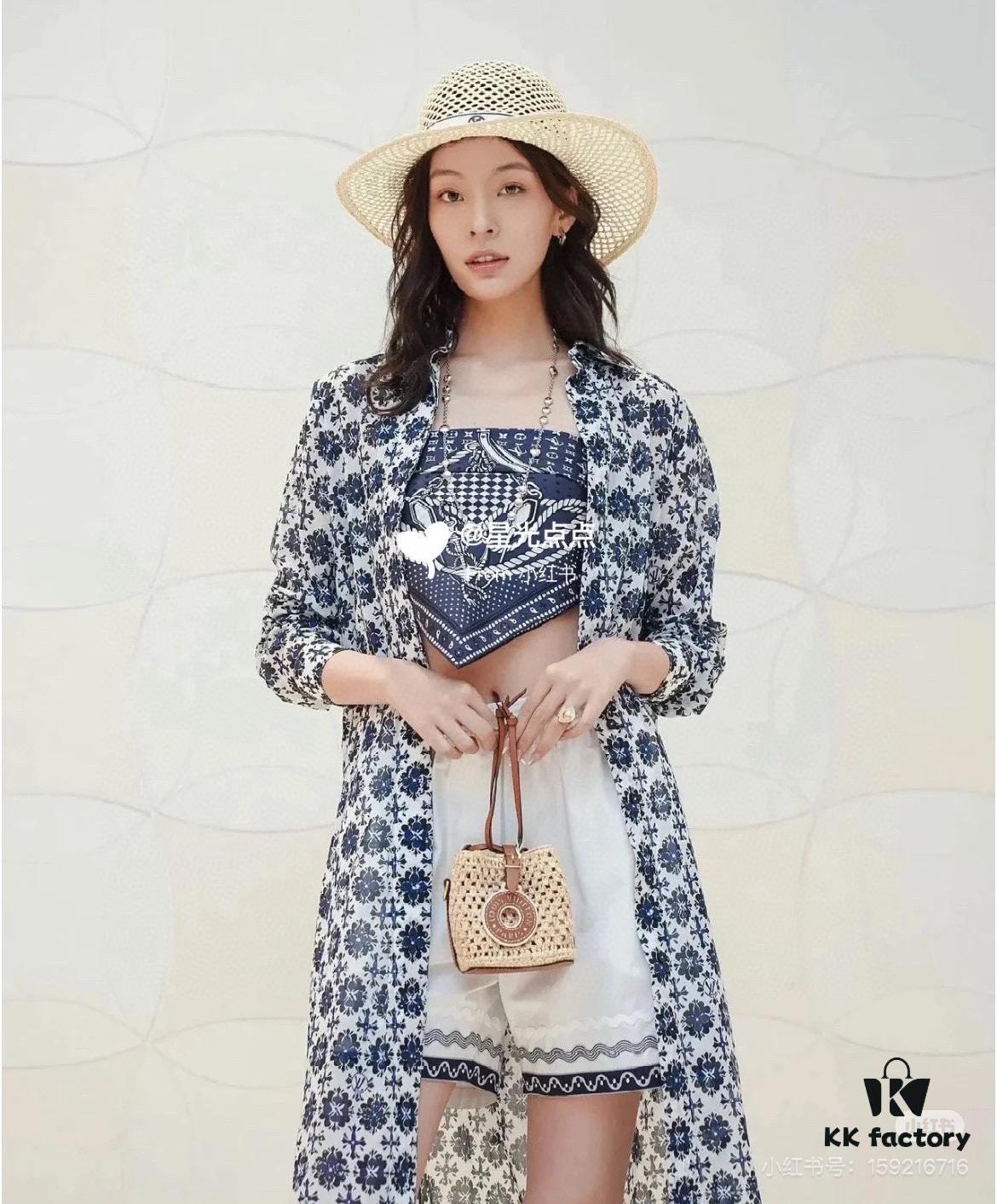 New Small LV NOE PURSE Bucket Bag in Raffia Leather