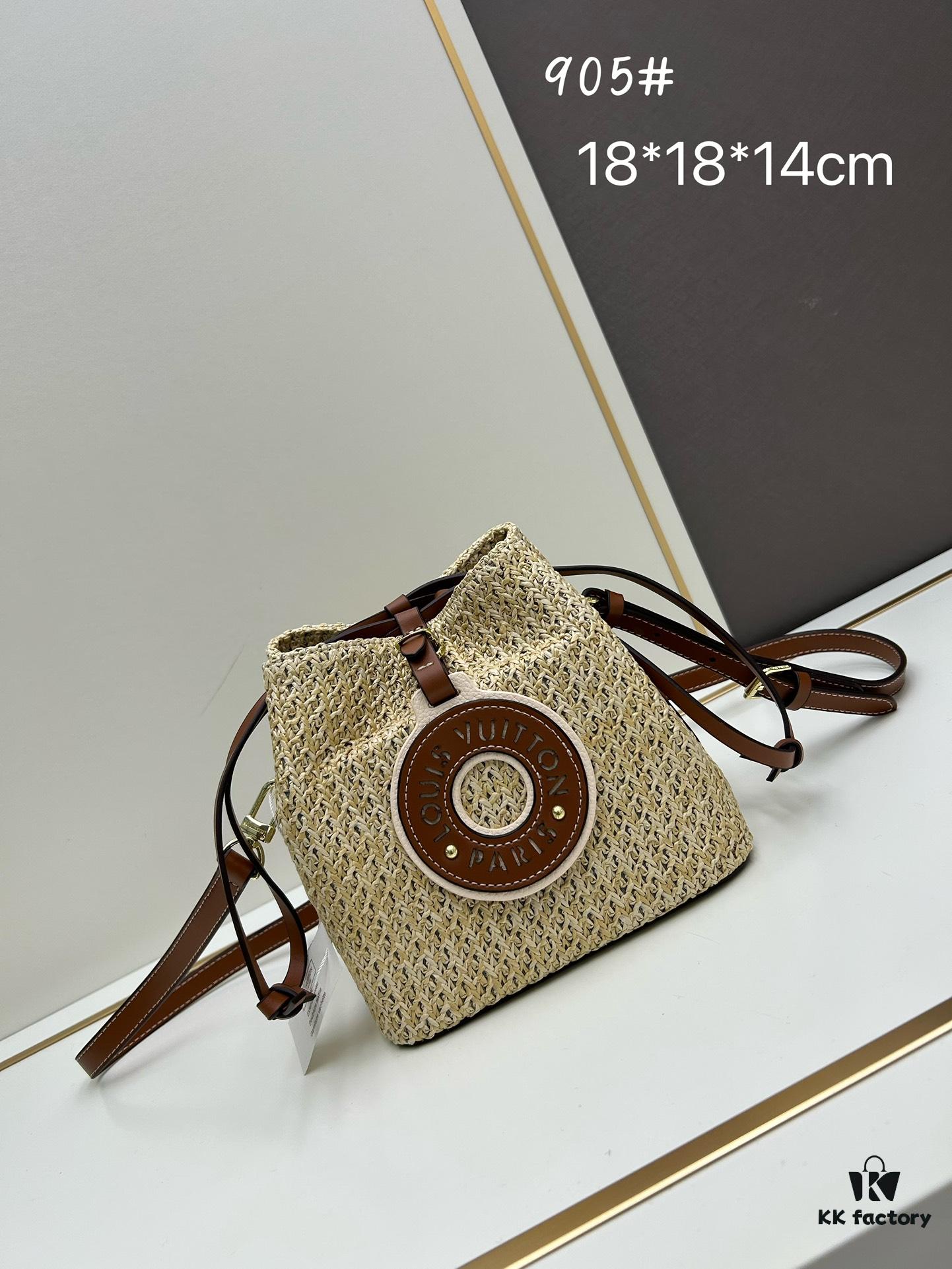 New Small LV NOE PURSE Bucket Bag in Raffia Leather Mini Style