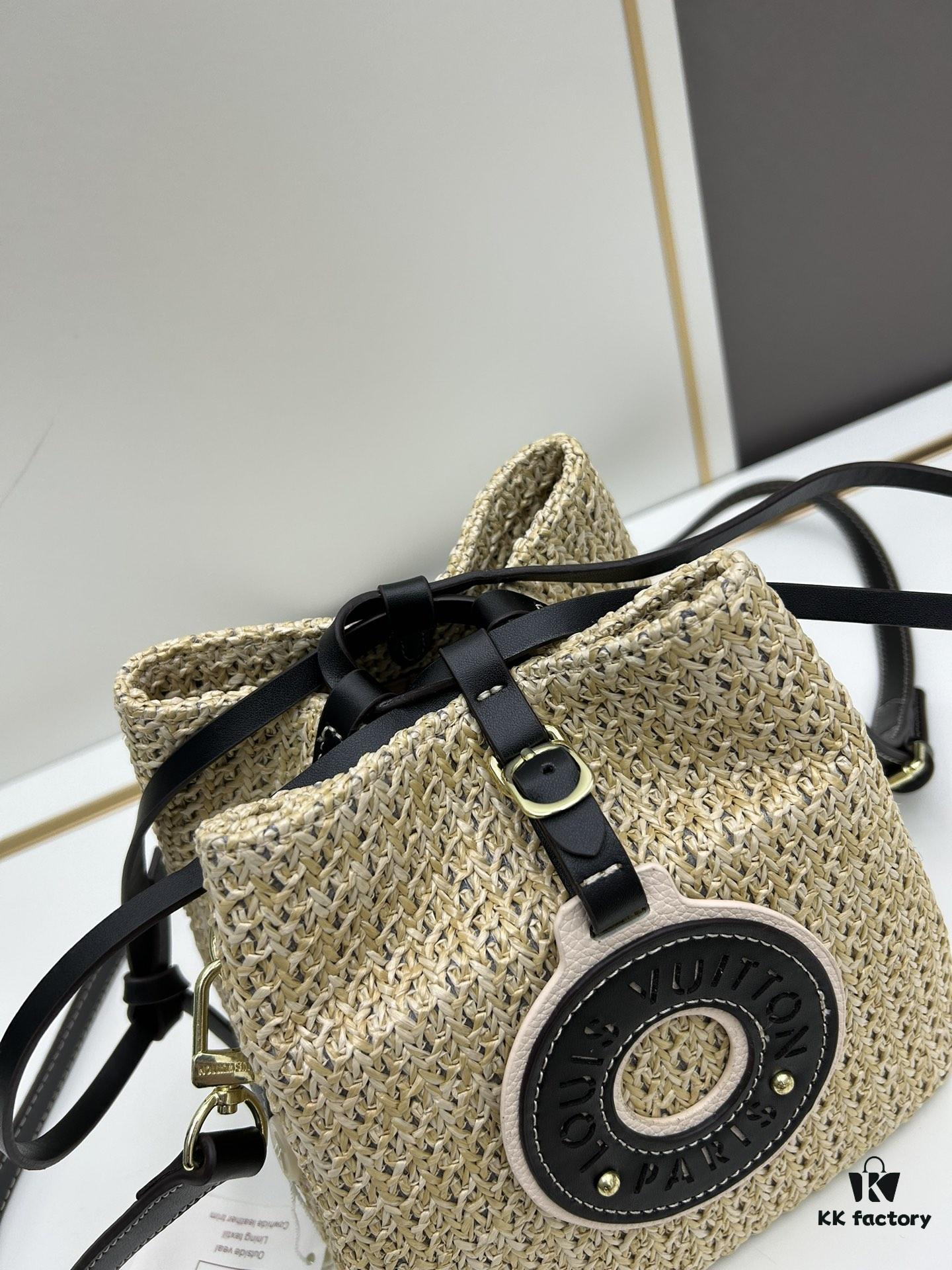 New Small LV NOE PURSE Bucket Bag in Raffia Leather