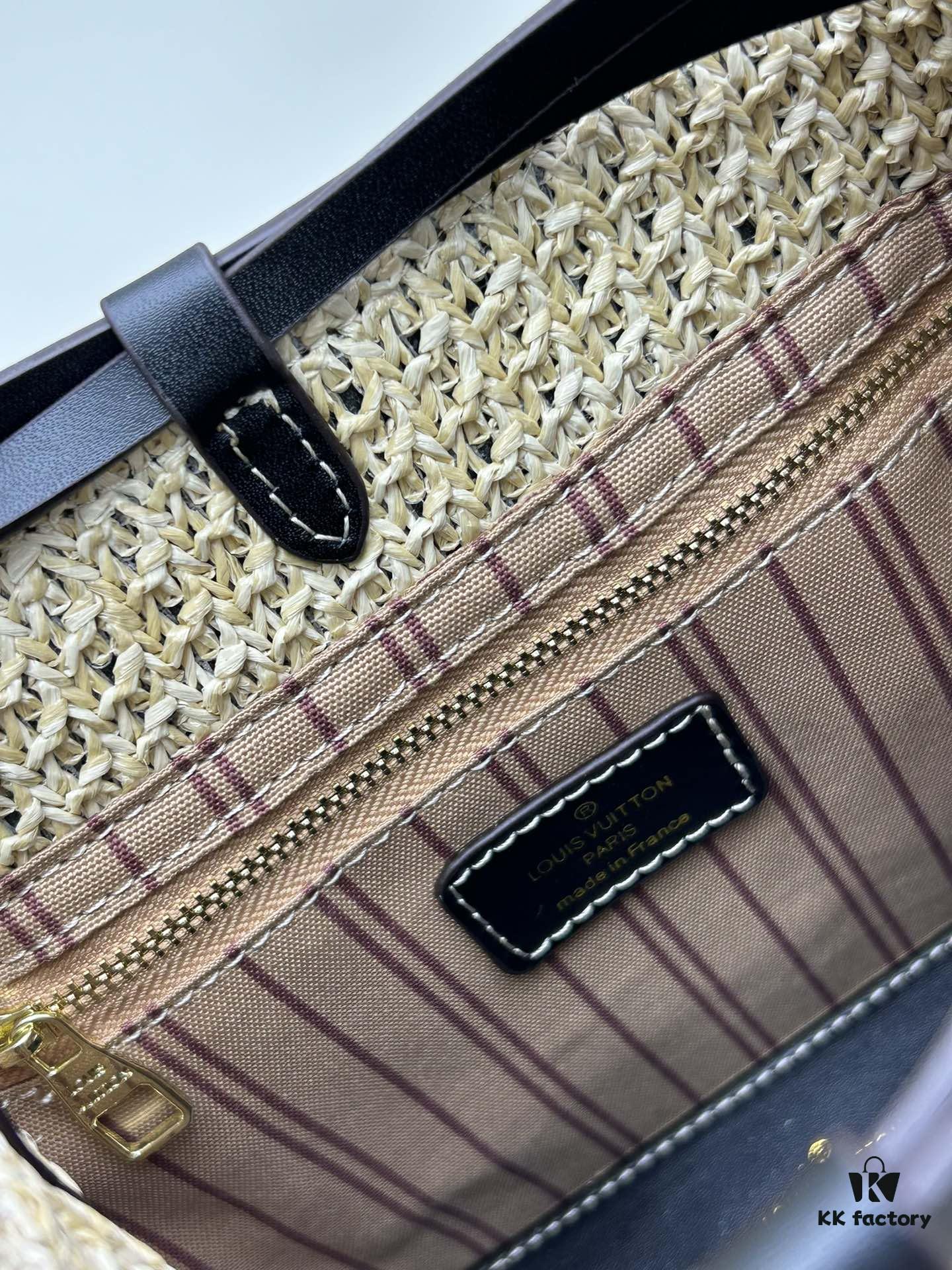 New Small LV NOE PURSE Bucket Bag in Raffia Leather