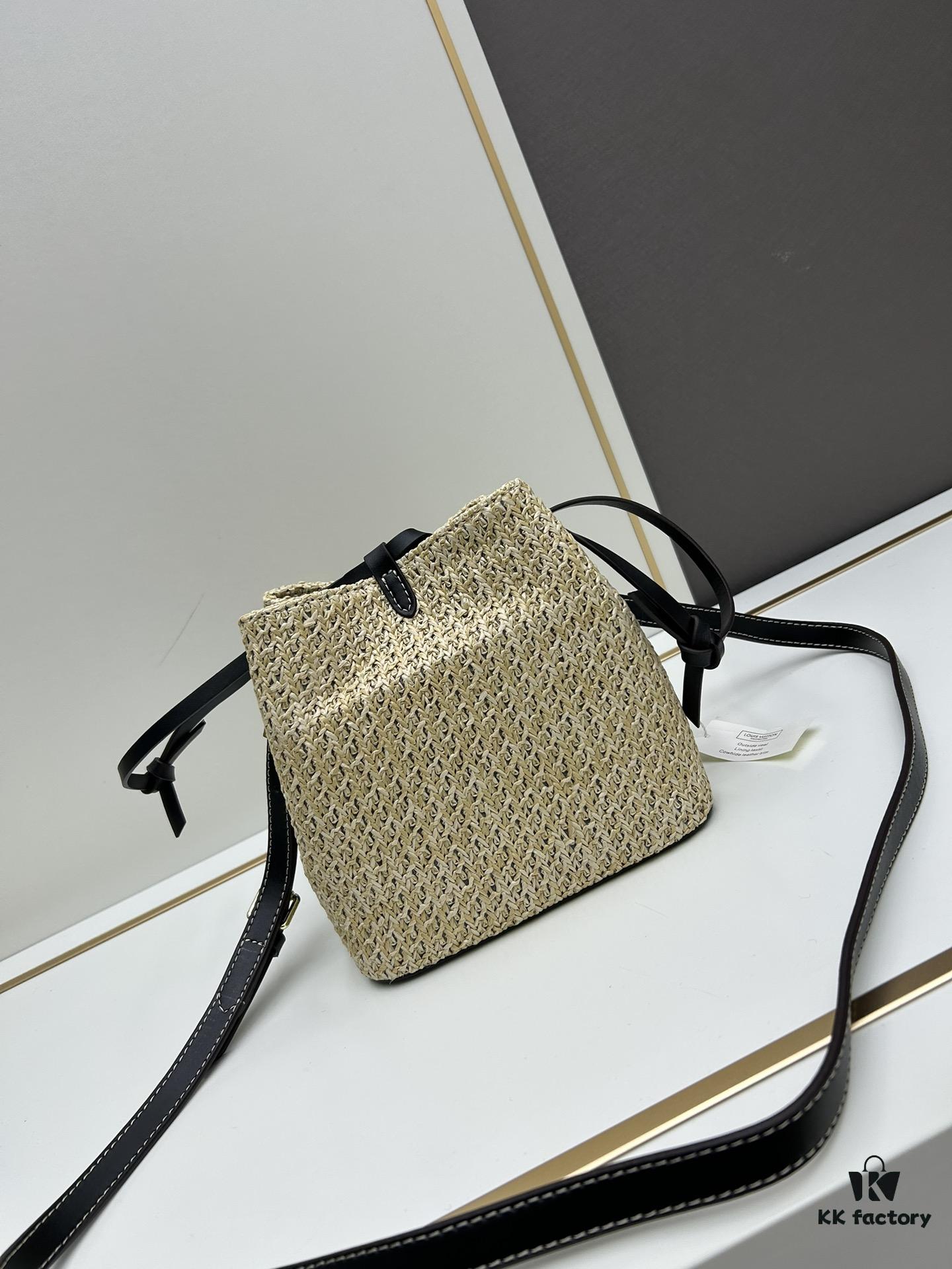 New Small LV NOE PURSE Bucket Bag in Raffia Leather