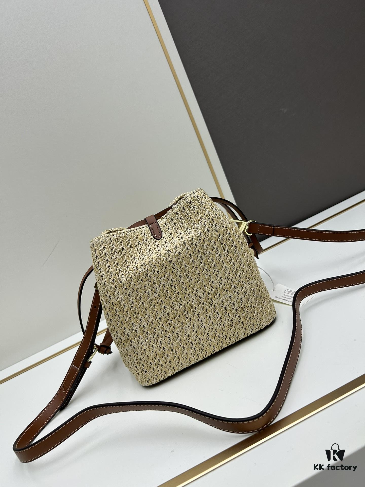 New Small LV NOE PURSE Bucket Bag in Raffia Leather