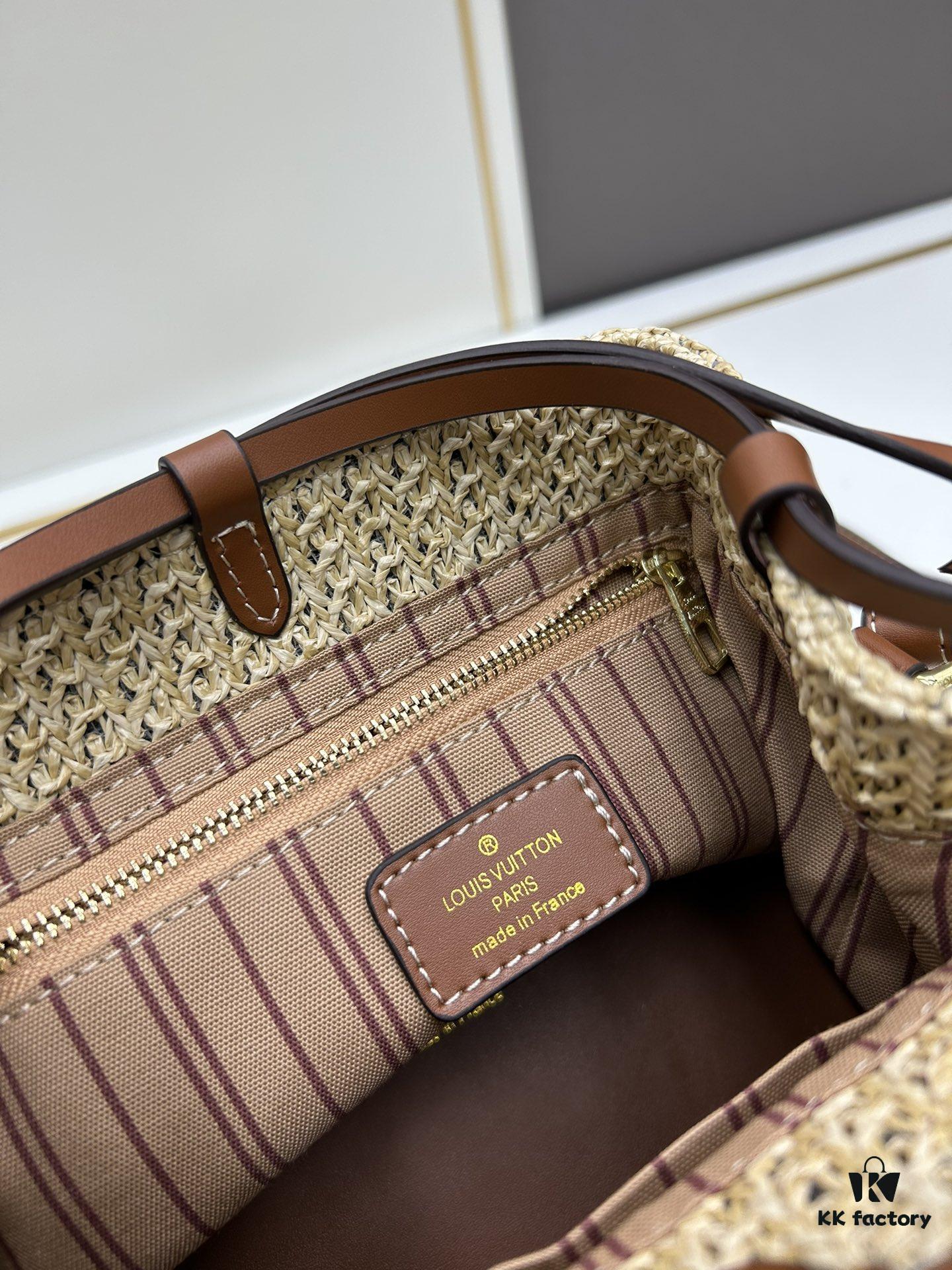 New Small LV NOE PURSE Bucket Bag in Raffia Leather