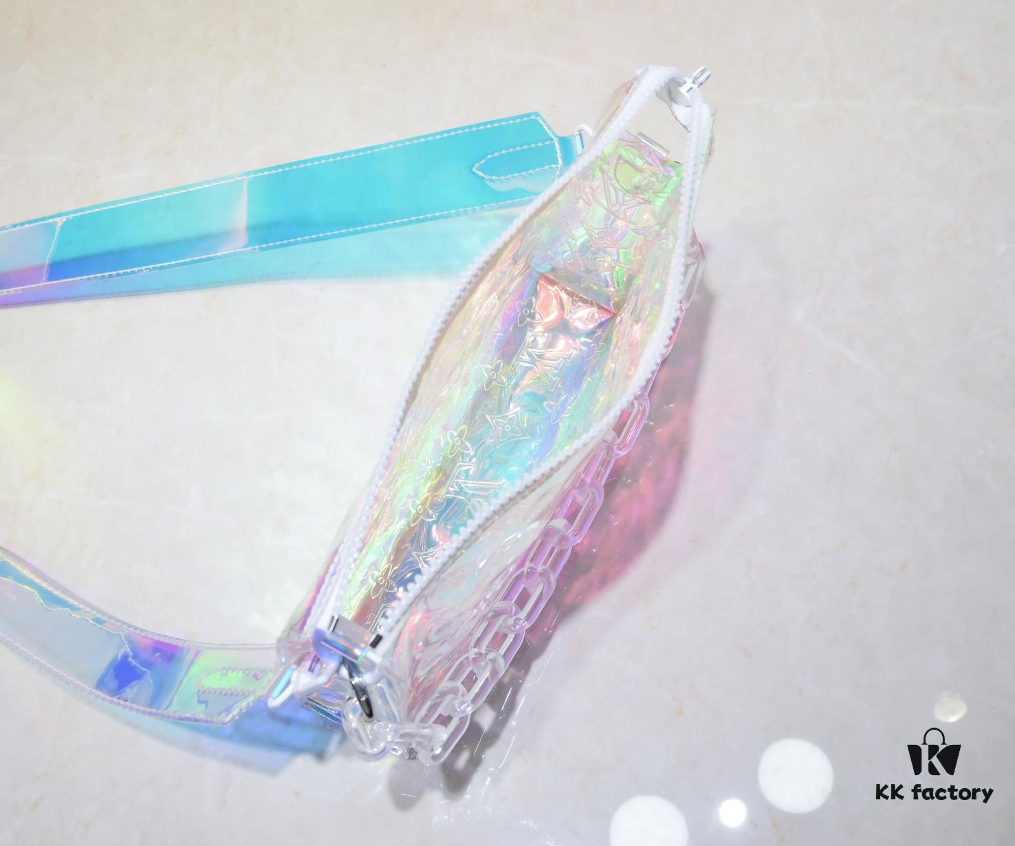 Exclusive Real Shot - Upgraded Version‼️ Transparent Colorful Most Beautiful Color❤ Instant Love Exclusive LV [Rose] Official Website Colorful Toiletry Bag 67692 Silver Size W25 H20 D5 Super🔥 Gorgeous New Arrival