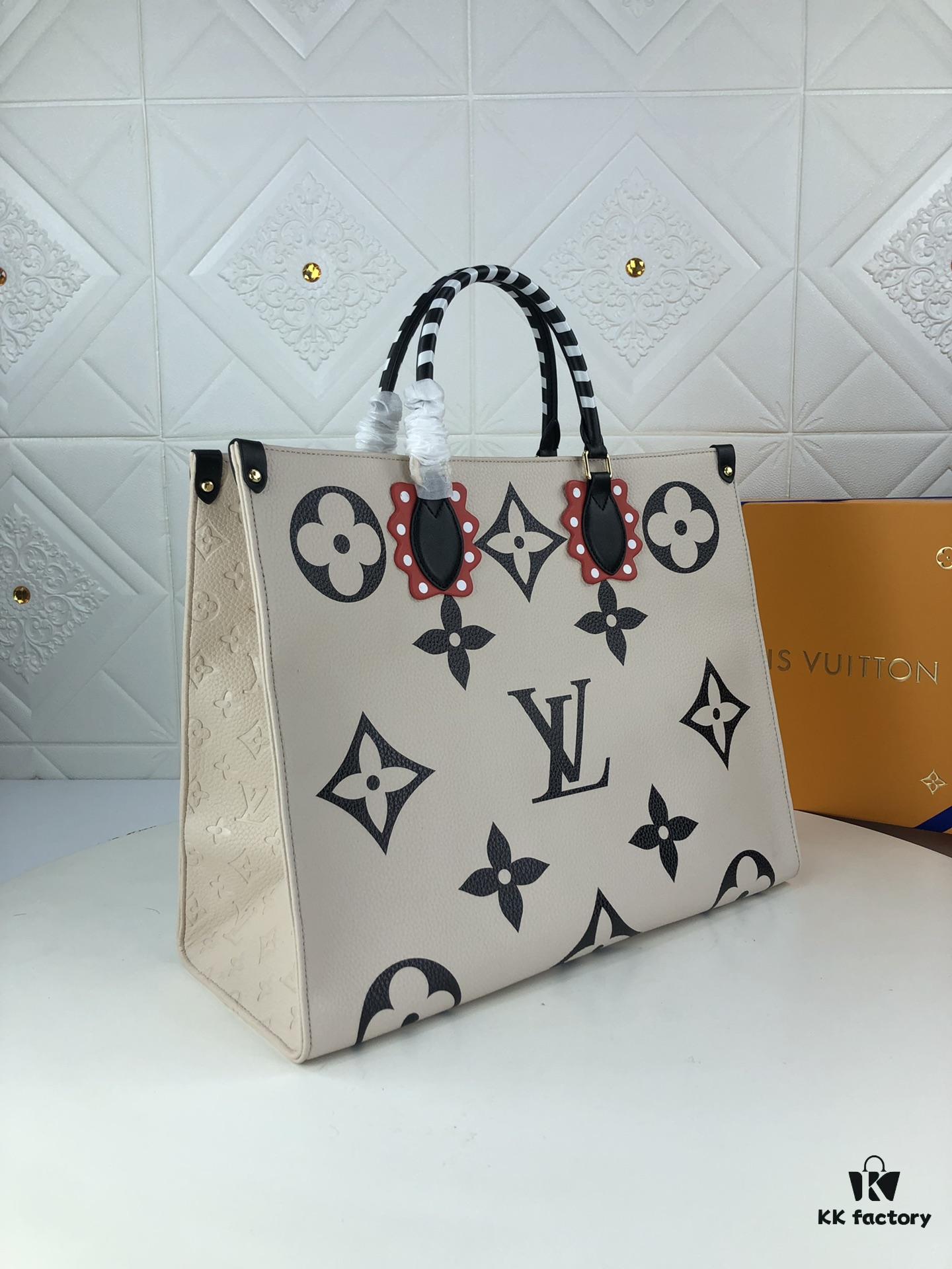 Upgraded Original Version: LV CRAFTY ONTHEGO Large Tote Bag [Authentic Woven Handle Strap], New Arrival Model M45373, 45372