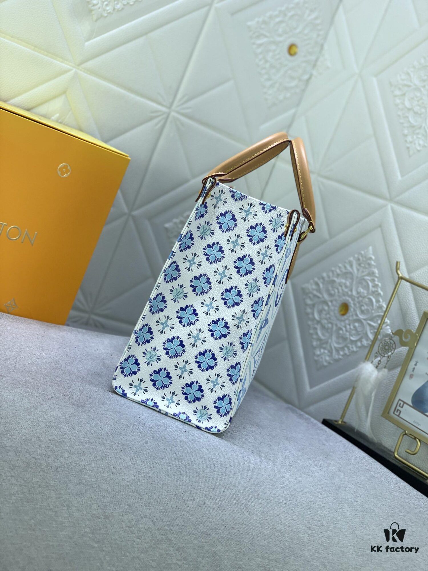 Upgraded Original M11262 M45495 M44571 OnTheGo Medium Tote Bag in Monogram Tiles Canvas with Watercolor Effect