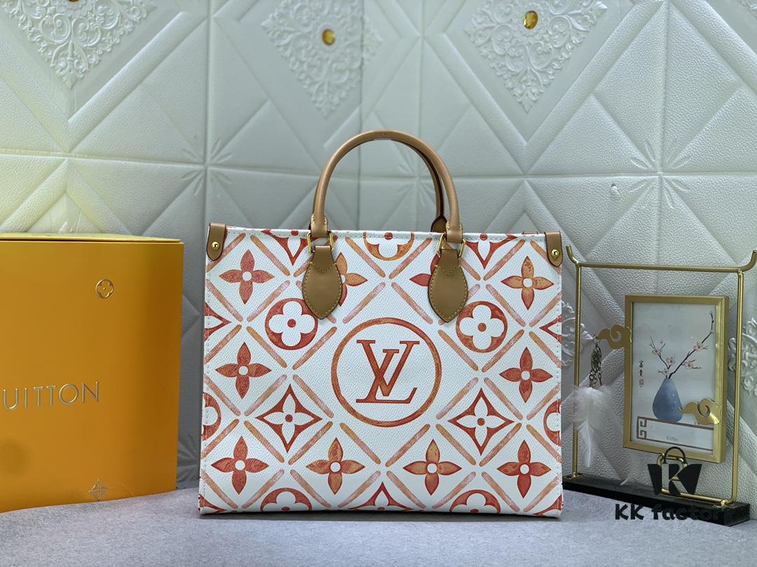 Upgraded Original M11262 M45495 M44571 OnTheGo Medium Tote Bag in Monogram Tiles Canvas with Watercolor Effect